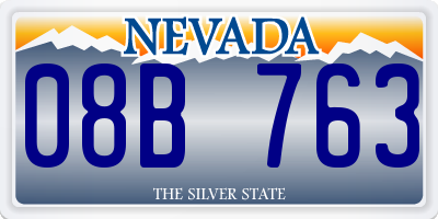 NV license plate 08B763