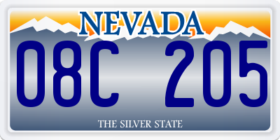 NV license plate 08C205