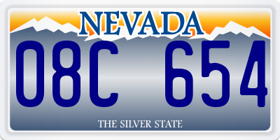 NV license plate 08C654