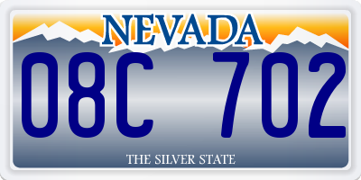 NV license plate 08C702