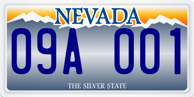 NV license plate 09A001