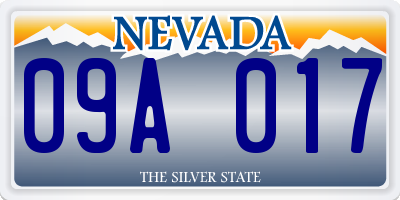 NV license plate 09A017