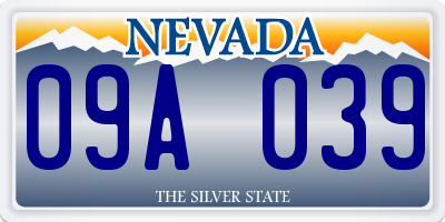 NV license plate 09A039