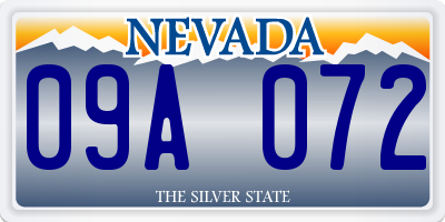 NV license plate 09A072