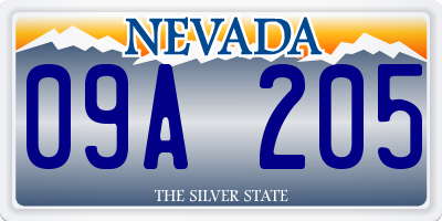 NV license plate 09A205