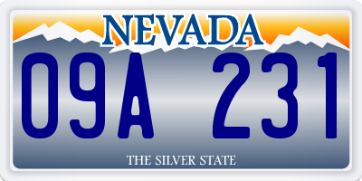 NV license plate 09A231