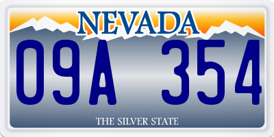 NV license plate 09A354