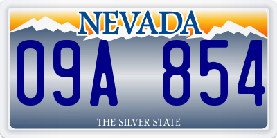 NV license plate 09A854