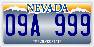 NV license plate 09A999