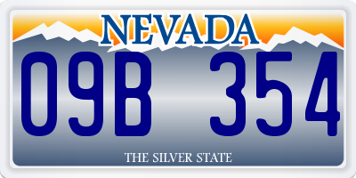 NV license plate 09B354