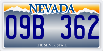 NV license plate 09B362