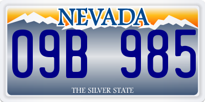 NV license plate 09B985