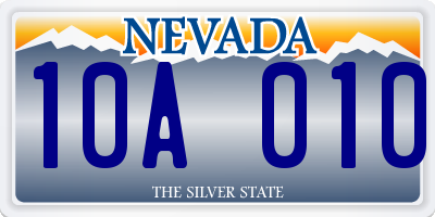 NV license plate 10A010