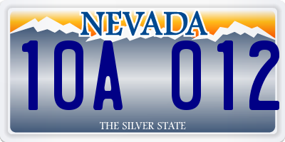 NV license plate 10A012