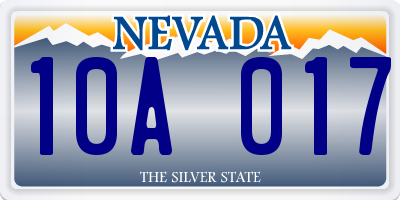 NV license plate 10A017