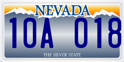 NV license plate 10A018