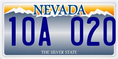 NV license plate 10A020