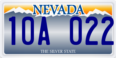 NV license plate 10A022