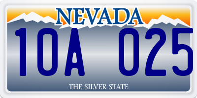 NV license plate 10A025