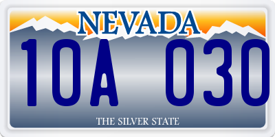 NV license plate 10A030