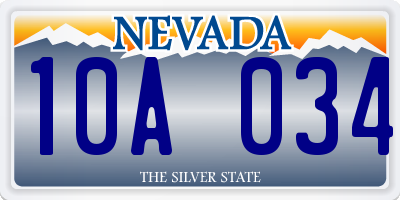 NV license plate 10A034