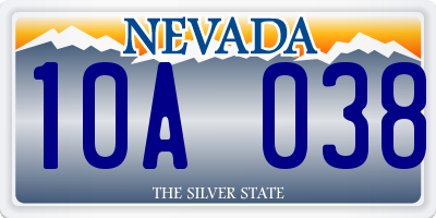 NV license plate 10A038