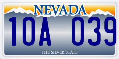 NV license plate 10A039