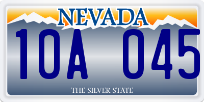 NV license plate 10A045