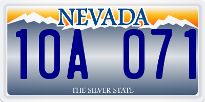 NV license plate 10A071