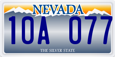 NV license plate 10A077