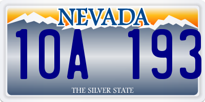 NV license plate 10A193