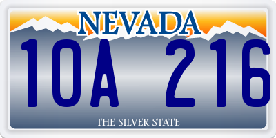 NV license plate 10A216