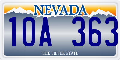 NV license plate 10A363