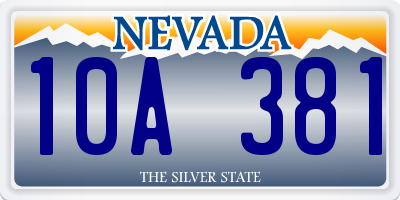 NV license plate 10A381