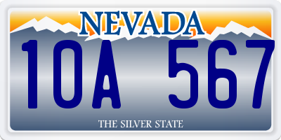 NV license plate 10A567