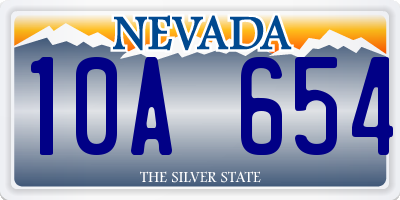 NV license plate 10A654