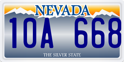 NV license plate 10A668