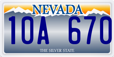 NV license plate 10A670