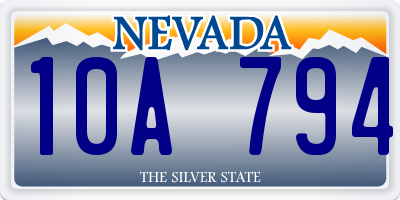 NV license plate 10A794
