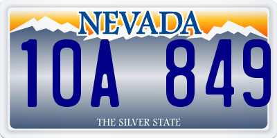 NV license plate 10A849