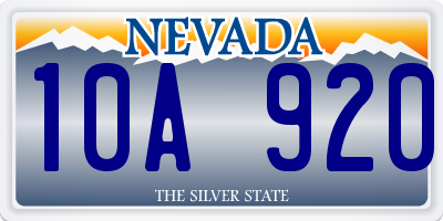 NV license plate 10A920