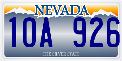 NV license plate 10A926