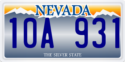 NV license plate 10A931
