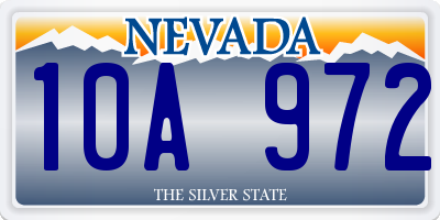 NV license plate 10A972