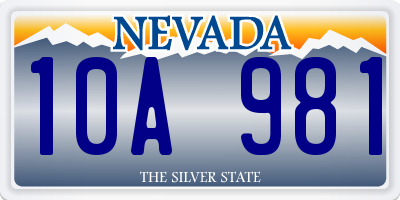 NV license plate 10A981