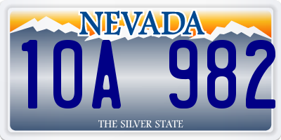 NV license plate 10A982