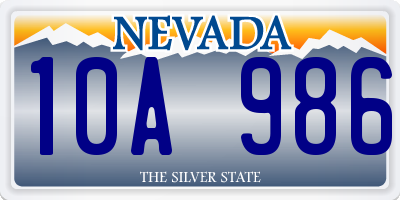 NV license plate 10A986