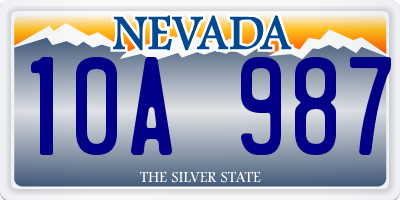 NV license plate 10A987