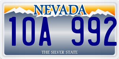 NV license plate 10A992