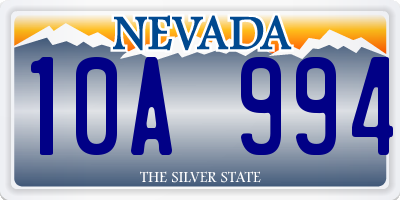 NV license plate 10A994